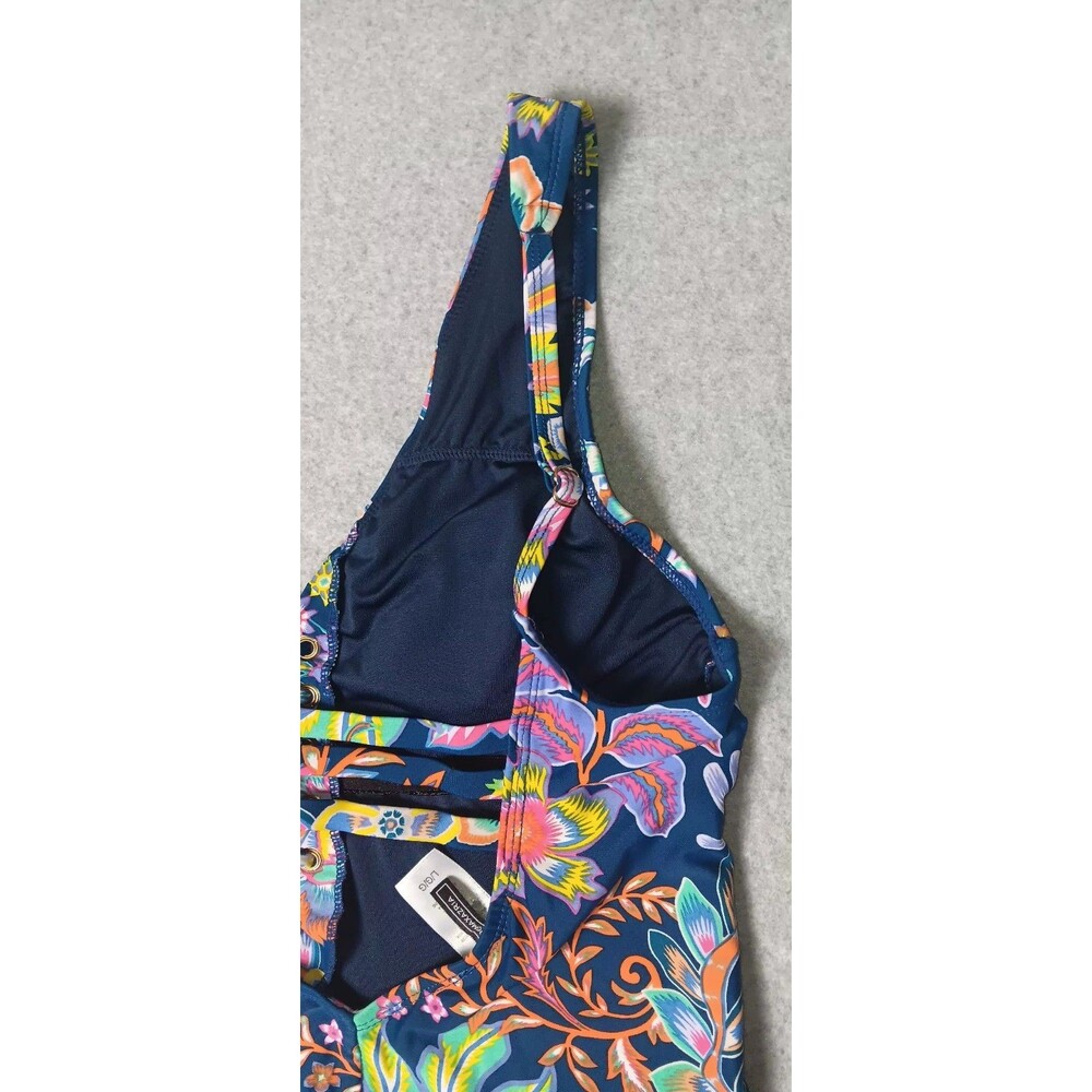 BCBGMaxAzria Women's Floral Paisley Lace-Up VNeck One Piece Swimsuit Size L Boho - Picture 13 of 13